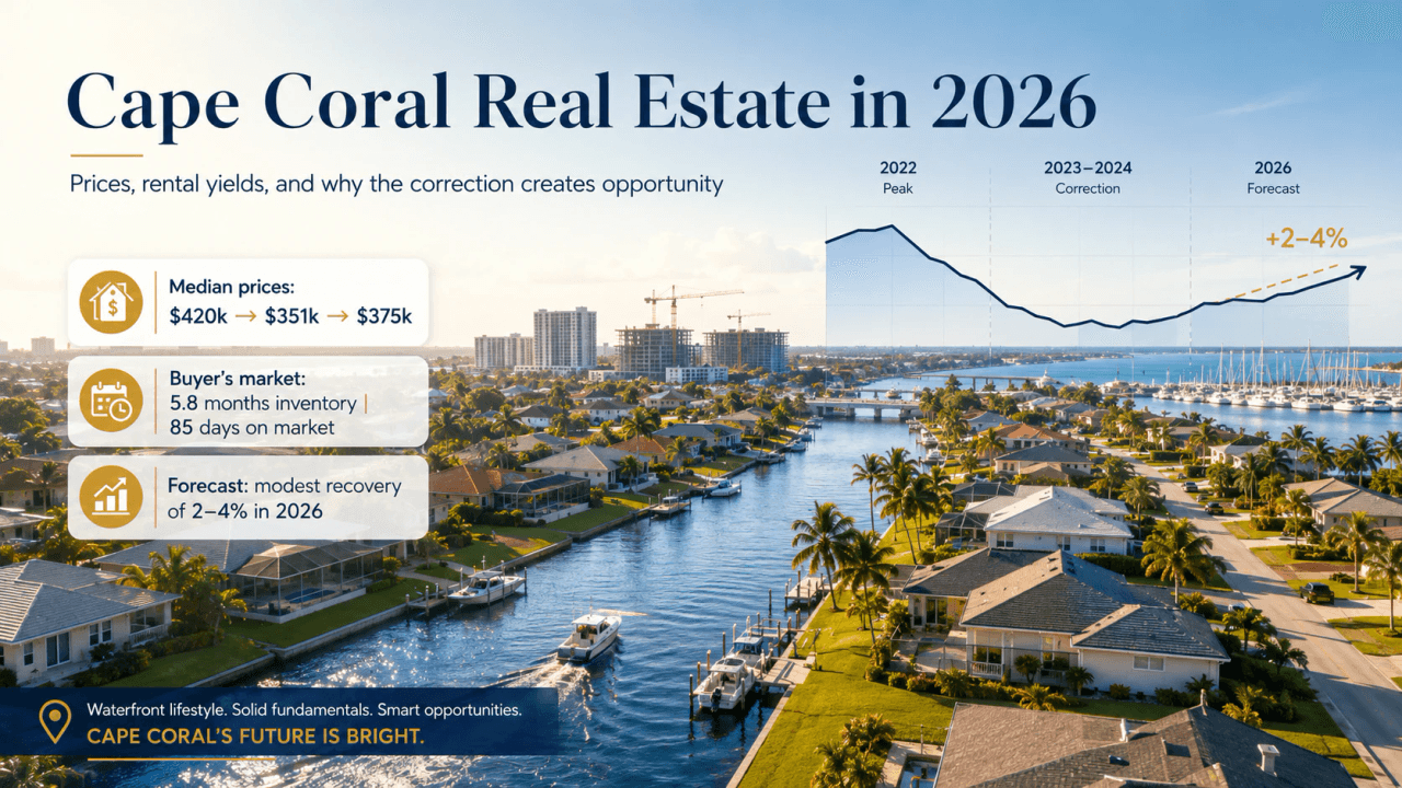 Fast ejendom i Cape Coral 2026: priser og udbytte af udlejning