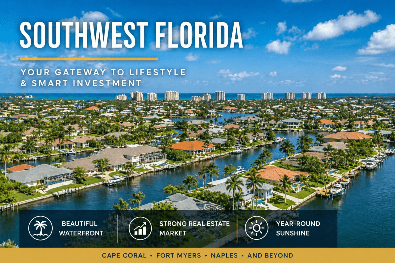Modernt enfamiljshus till salu i Cape Coral, Florida.