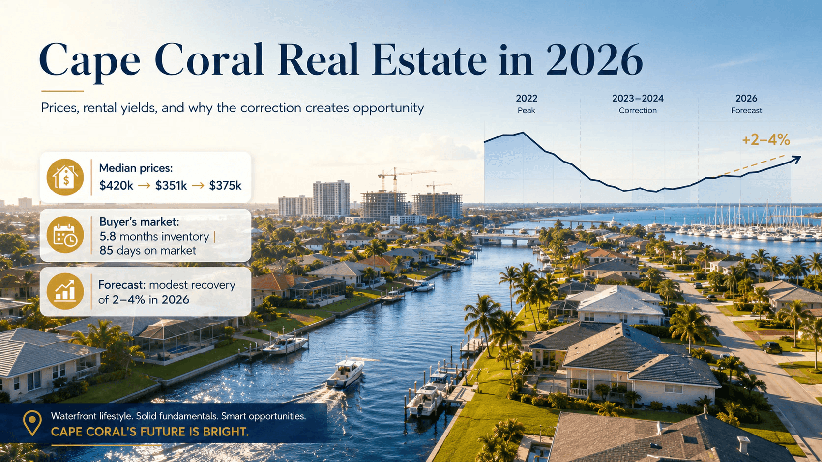 Fast ejendom i Cape Coral 2026: priser og udbytte af udlejning
